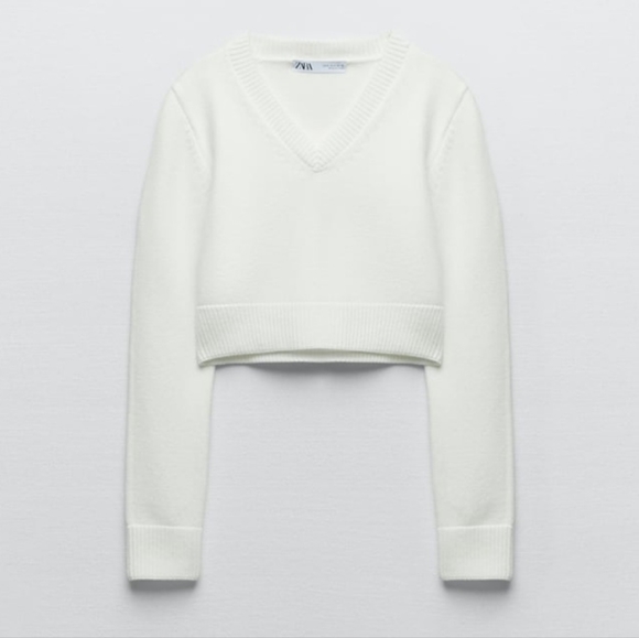 Zara | Sweaters | Zara Crop White Jumper | Poshmark